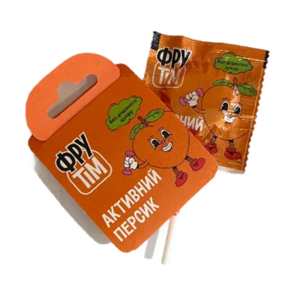 Фрутім Льодяник на паличці без цукру, барвників і консервантів Активний Персик, 10 гр (4820200260518)