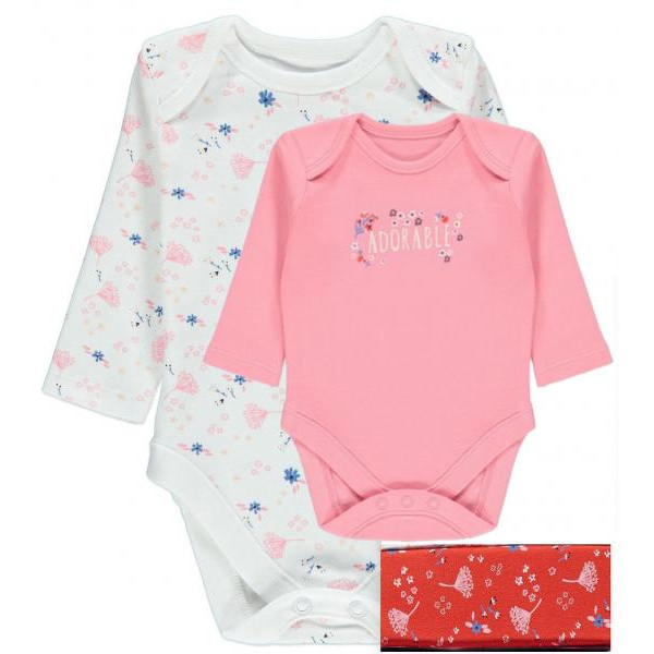 George (Англия) Боди с длинным рукавом Цветы (6-9 мес) 3шт
