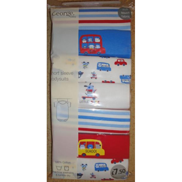 George (Англия) Боди с коротким рукавом Автомобили (3-6 мес) 7шт