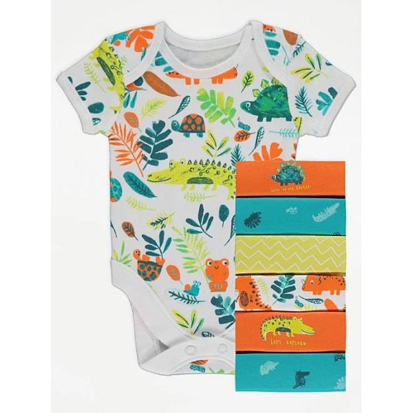George (Англия) Боди с коротким рукавом Оранжевый крокодил (3-6, 6-9, 9-12, 12-18 мес) 7шт