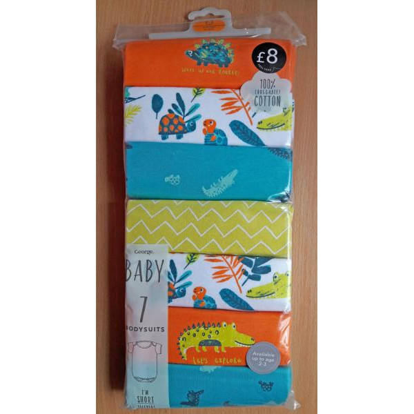 George (Англия) Боди с коротким рукавом Оранжевый крокодил (3-6, 6-9, 9-12, 12-18 мес) 7шт