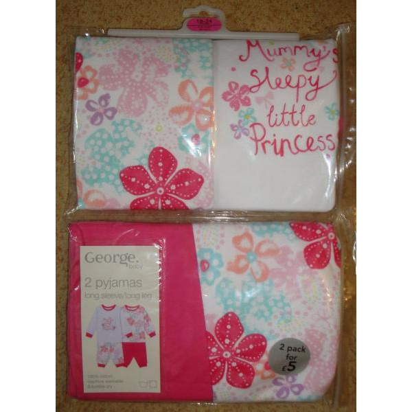 George (Англия) Пижамы Цветы размеры 1-1,5 и 1,5-2 года (2шт)