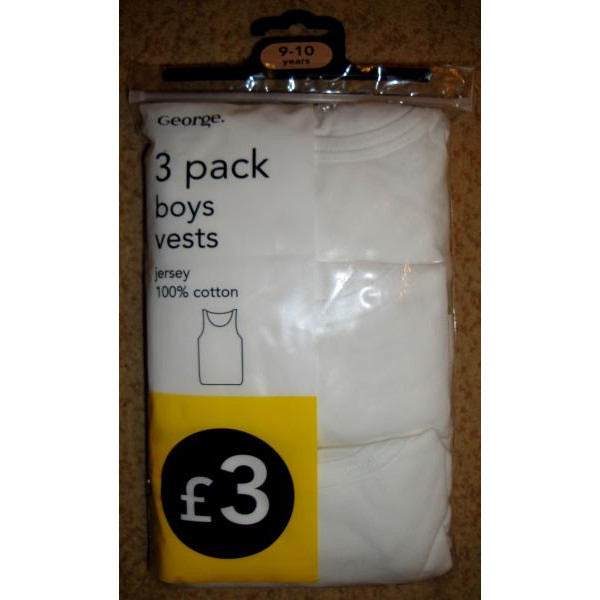 George (Англия) Майки белые размеры 7-8, 8-9 лет (3шт)