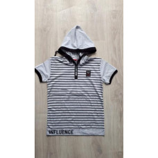 Нікітка Футболка BLUELAND сіра в смужк.,з капюшон.,р.134-170,(3401860090373)