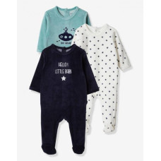 Vertbaudet (Франція) Велюрові чоловічки для хлопчика (3міс/60см, 18міс/81см, 24міс/86см) 3шт