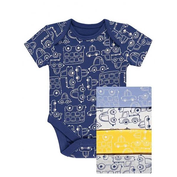 George (Англия) Боди с коротким рукавом Цветные авто (0-3, 3-6, 12-18 мес) 5шт