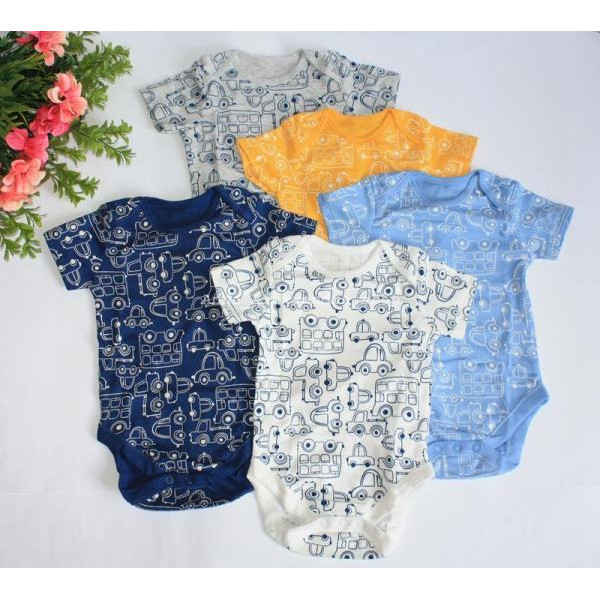 George (Англия) Боди с коротким рукавом Цветные авто (0-3, 3-6, 12-18 мес) 5шт