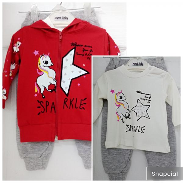 Нікітка Костюм спортивний Murat Baby, 3 од. сіро-червоний, дівчинка, 1204695054310