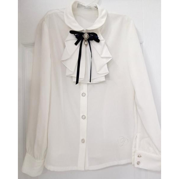 Блуза молочна з бантиком, шкільна, розм.122-152 (61729) 2922540129516