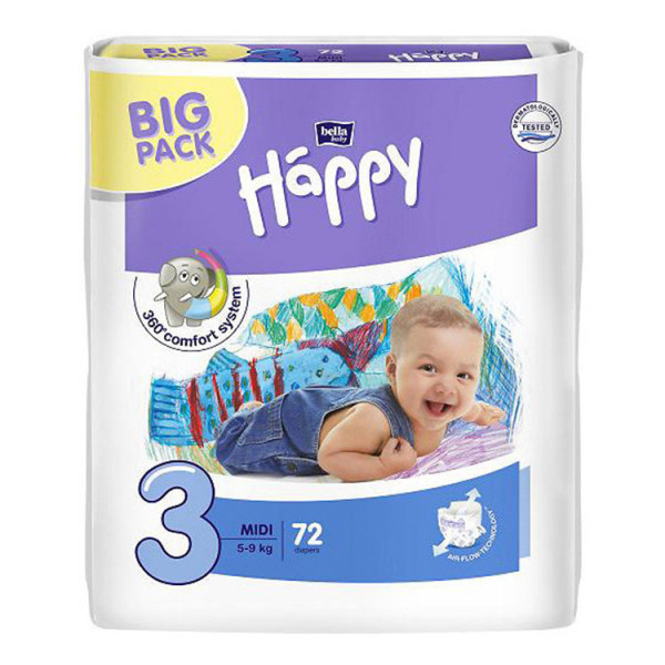 Bella Happy Подгузники Midi 3 (5-9кг) 72шт. 5900516602864