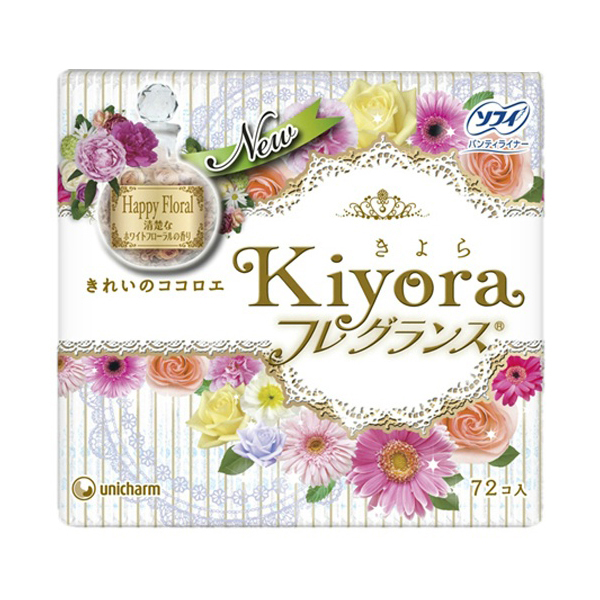 Unicharm Ежедневные прокладки Kiyora Luxury Happy Floral, 72 шт (4903111330997) Япония