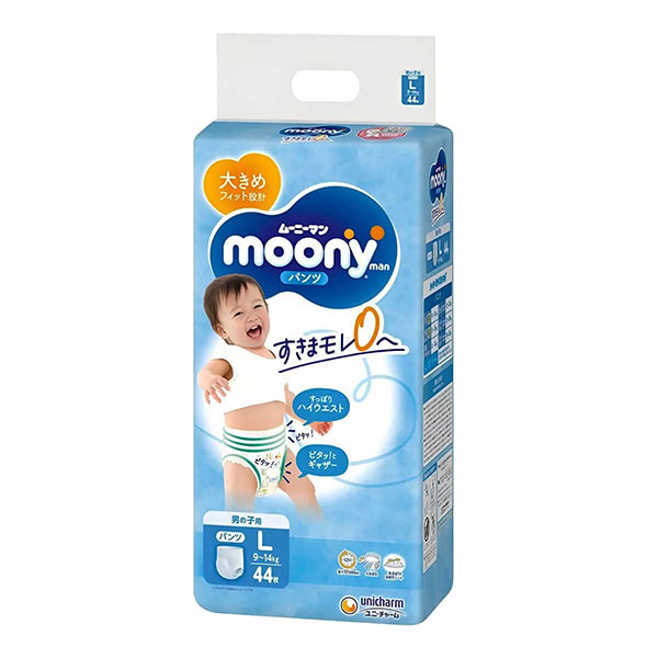 Трусики Moony для девочек L 9-14кг 44шт 4903111206438