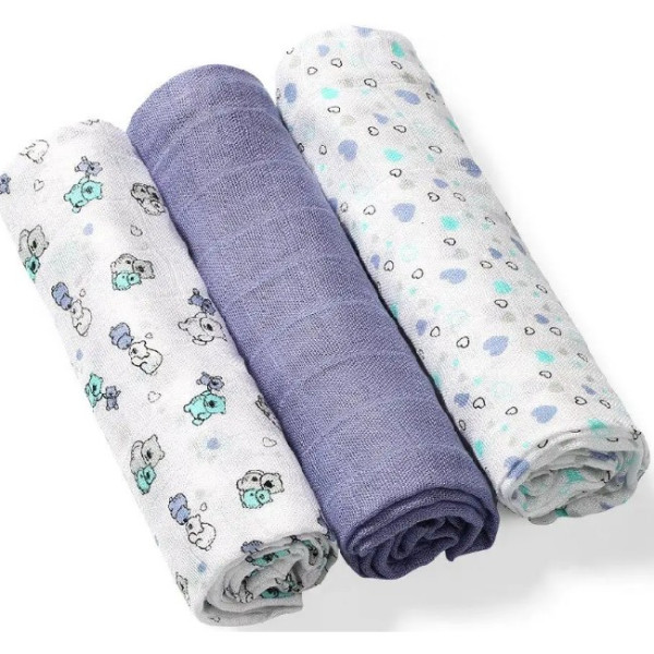 BabyOno Пелюшки Муслінові з бавовни 70х70 см. 3 шт. в асорт., (348) 5901435405116  