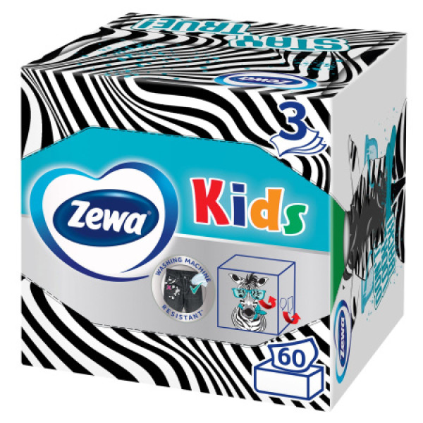 Zewa Серветки косметичні Kids 3D Box тришарові 60 шт (7322540413977)