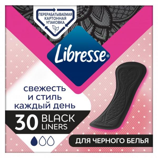 Libresse Женские гигиенические прокладки Daily Fresh Normal Black 30 шт. (7322540919516)