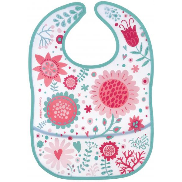 Canpol Слинявчик пластиковий з кишенею Hello Little Візерунки, рожевий (9/234_pin)