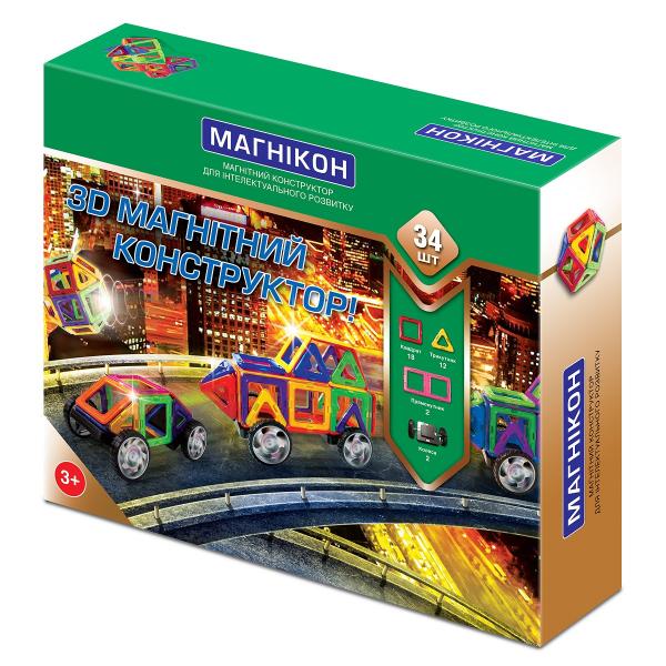 Магнікон 3D магнітний конструктор, 34 дет. (МК-34)