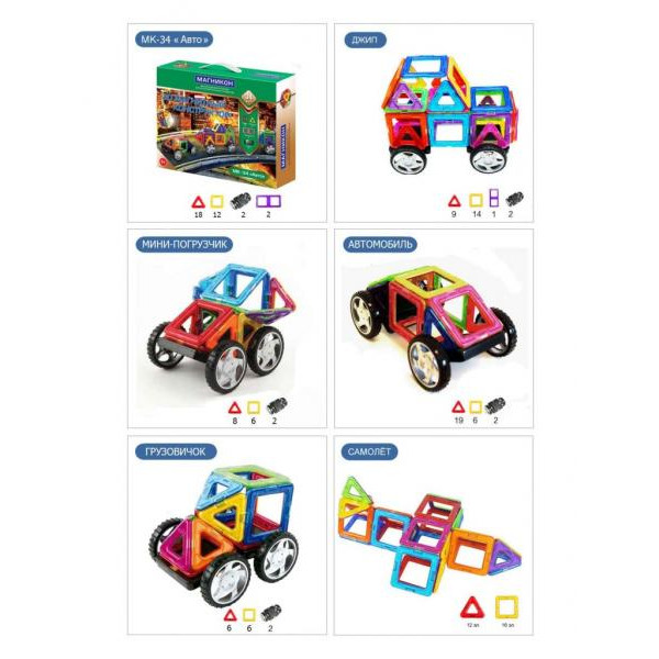 Магнікон 3D магнітний конструктор, 34 дет. (МК-34)