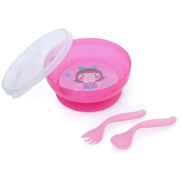 Canpol Тарілка з кришкою + ложка + вилка (21/300) 5903407213002