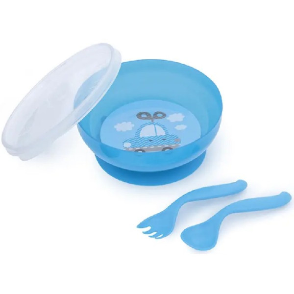 Canpol Тарілка з кришкою + ложка + вилка (21/300) 5903407213002