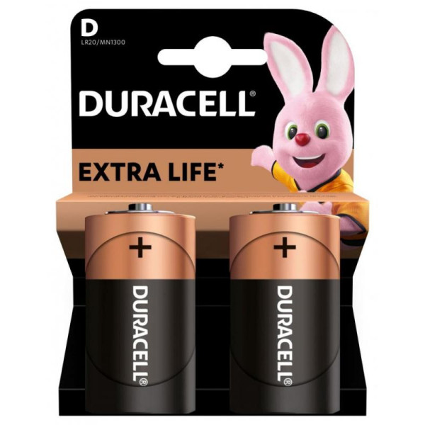 Duracell Батарейки Basic тип D, 2 шт. (LR20, 1.5V, Alkaline Лужна) (великі) 5000394052512