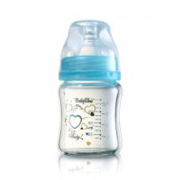 BabyOno Пляшечка скляна з широкою шийкою 120 мл (1341) (колір в асорт.)
