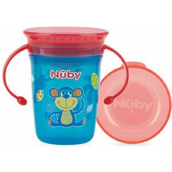 Nuby Чашка-Непроливайка 360°, з ручками та кришкою, 240мл, 6+ 10410/NV0414001 (голуба) 2000127070212
