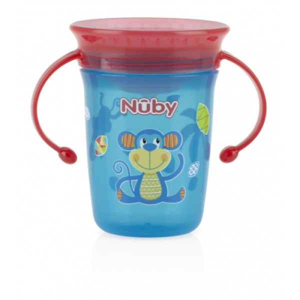 Nuby Чашка-Непроливайка 360°, з ручками та кришкою, 240мл, 6+ 10410/NV0414001 (голуба) 2000127070212
