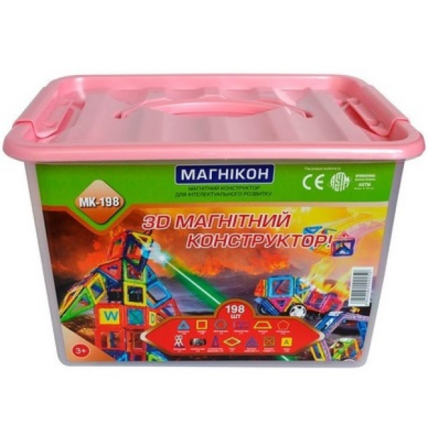 Магнікон 3D магнітний конструктор, 198 деталей (МК-198)