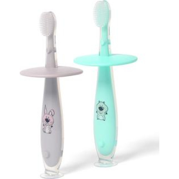 BabyOno Зубна щітка з обмежувачем 1 шт (Сірий/м'ятний) 12+ (552/01) (5901435409824)