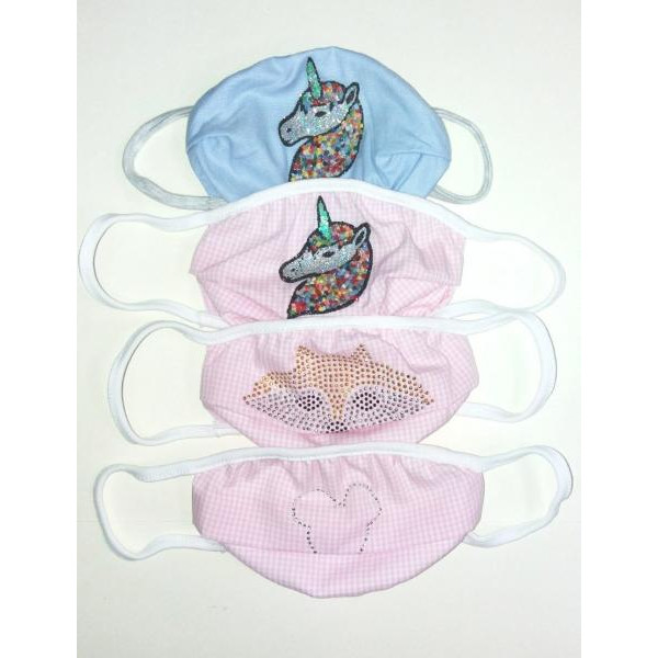Маска захисна багаторазова дитяча, тканинна зі стразами, 2 шари (ДО_20201)