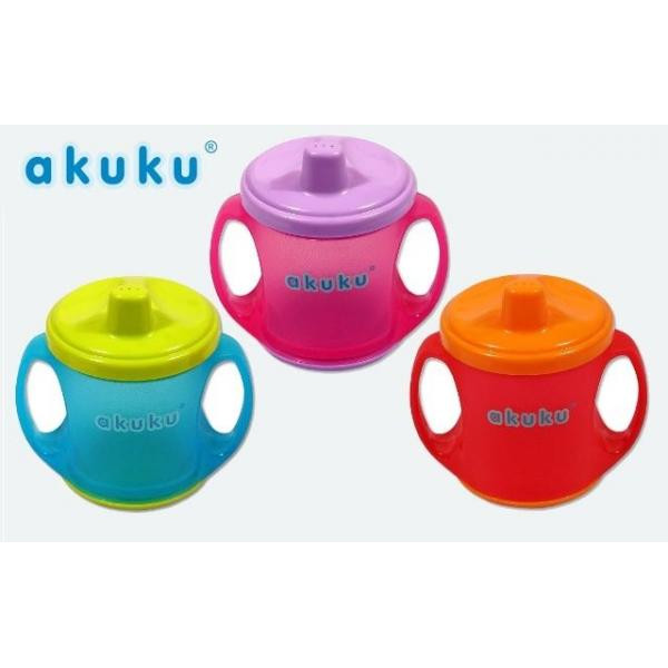 Akuku Поильник-непроливайка с ручками 6+ 200 ml A0133 (цвет в ассорт.) (5907644001330)