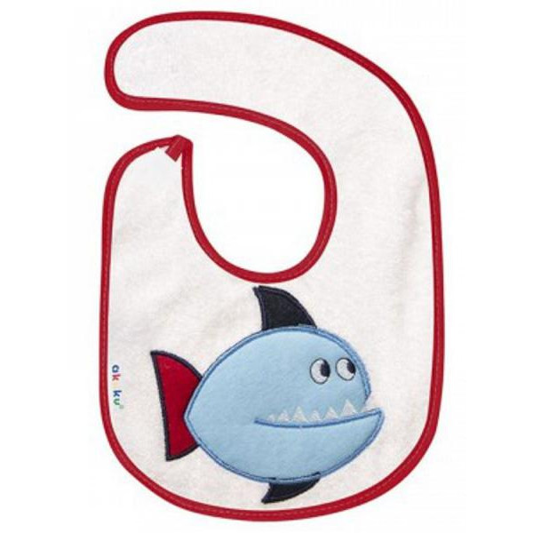 Akuku Слюнявчик махрово-клеєнчатий з липучкою Акула A1307 (5907644013074)