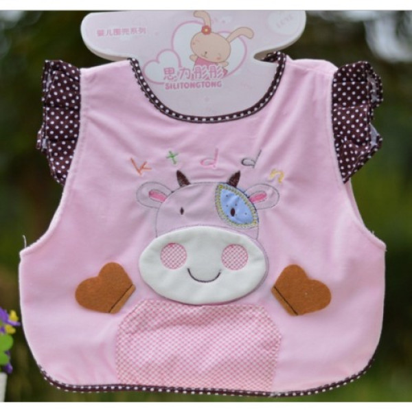 BabyLand слюнявчик з аплікацією Теля (рожевий) (Фартук27)