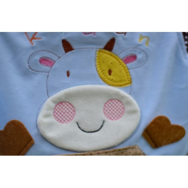 BabyLand слюнявчик з аплікацією Теля (рожевий) (Фартук27)