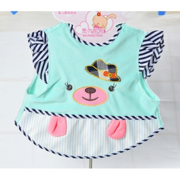 BabyLand слюнявчик з аплікацією Ведмедик у капелюсі (блакитний) (Фартук26)