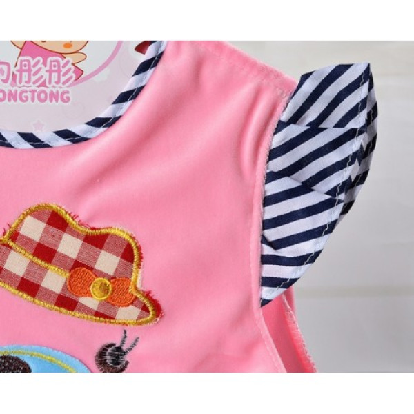 BabyLand слюнявчик з аплікацією Ведмедик у капелюсі (блакитний) (Фартук26)