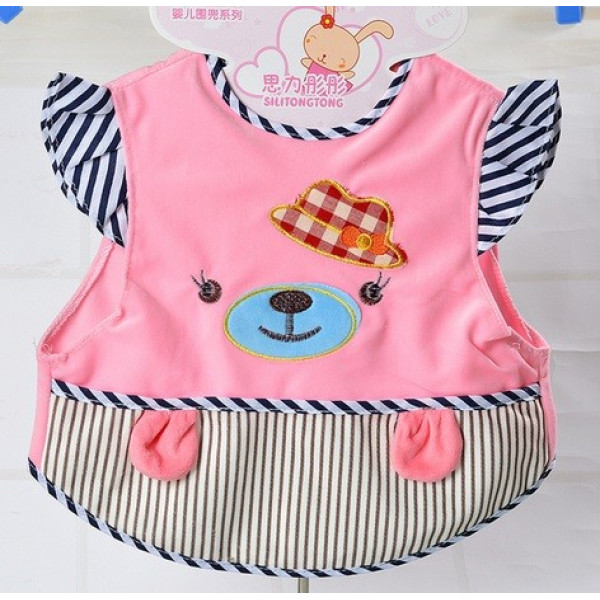 BabyLand слюнявчик з аплікацією Ведмедик у капелюсі (рожевий) (Фартук26)