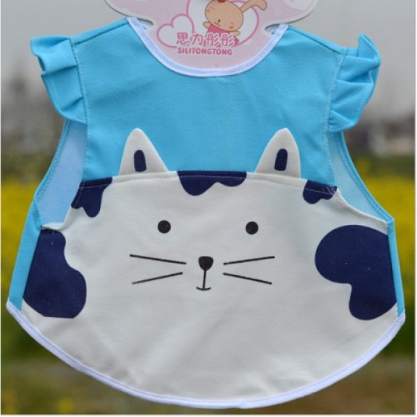 BabyLand слюнявчик Котик (блакитний верх, білий низ) (Фартук28)