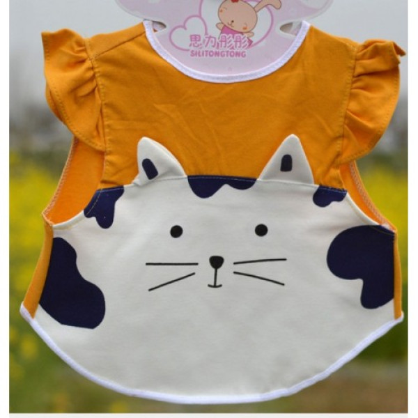 BabyLand слюнявчик Котик (помаранчевий верх, білий низ) (Фартук28)