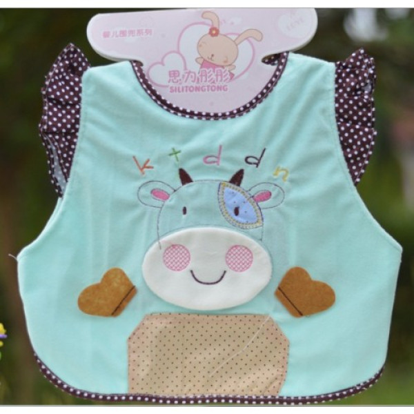 BabyLand слюнявчик з аплікацією Теля (бірюзове) (Фартук27)