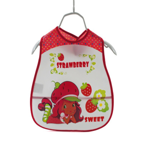 BabyLand Нагрудник на кнопках клеєнчастий Дівчинка-полуничка червоний (яя800)
