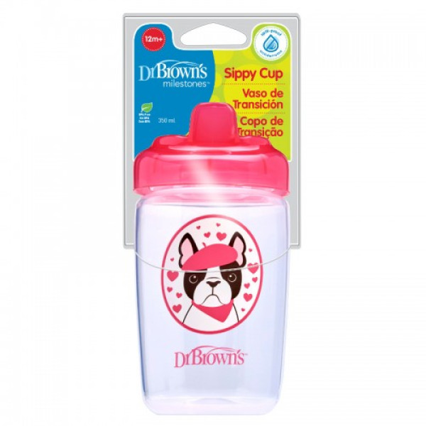 Dr. Brown's Чашка-поїльник з твердим носиком «Бульдог», колір рожевий, 12+ місяців, 350 мл TC21012-INTL (72239314685)