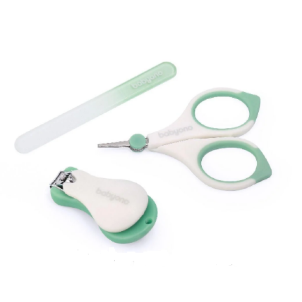 BabyOno Косметичний набір для догляду за нігтями: "пилочка, ножиці, щипчики" (м'ятний) (398/01) 5901435410769