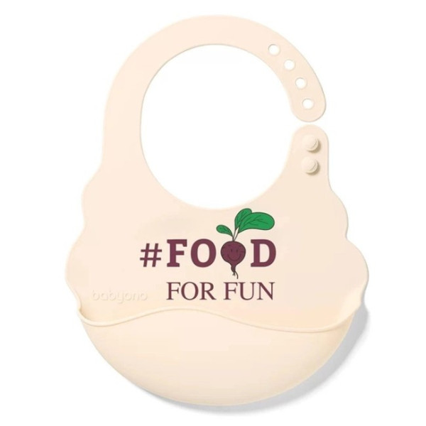 BabyOno м'який нагрудник з регульованою застібкою Бурячок білий (829/03) 5901435411971