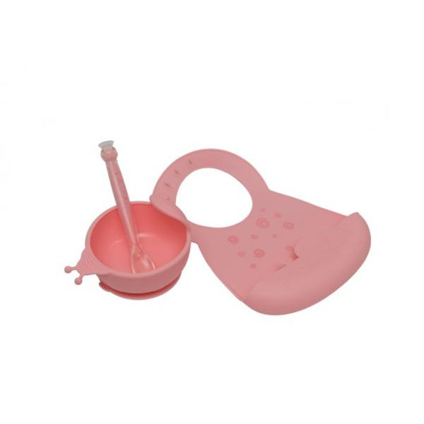 KinderenOK Набір першого силіконового посуду Happy Meal, рожевий (250220), (12436001568)