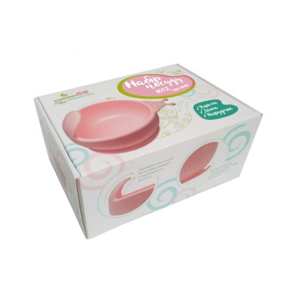 KinderenOK Набір першого силіконового посуду Happy Meal, рожевий (250220), (12436001568)