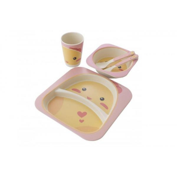 Набір Посуд бамбук Elite - Mix 5 од в асорт. (El-246) 5пр/наб (2тарілки, вилка, ложка, чашка)