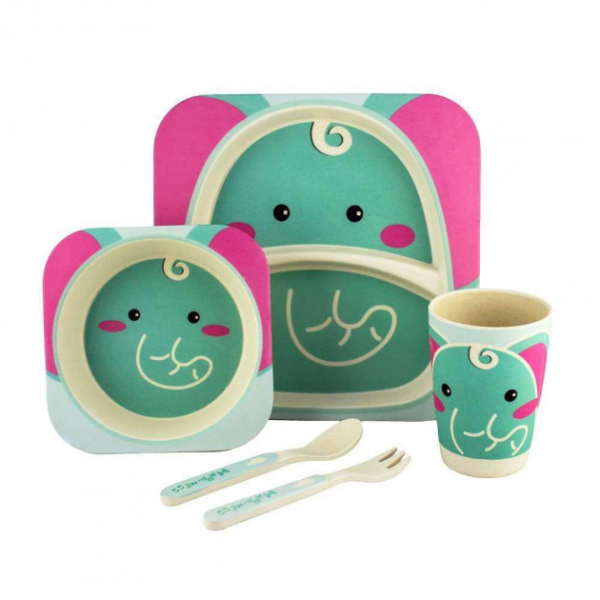 Набір Посуд бамбук Elite - Mix 5 од в асорт. (El-246) 5пр/наб (2тарілки, вилка, ложка, чашка)