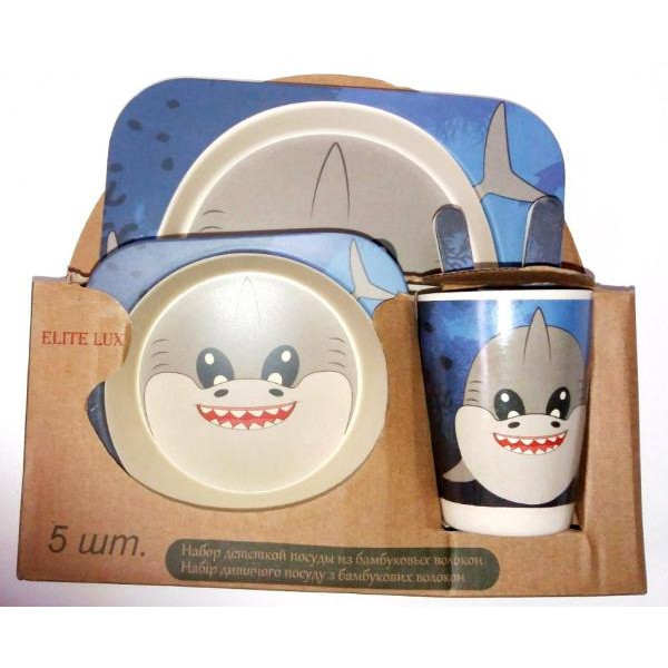 Набір Посуд бамбук Elite - Mix 5 од в асорт. (El-246) 5пр/наб (2тарілки, вилка, ложка, чашка)